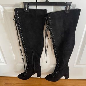 Thigh high faux suede boots